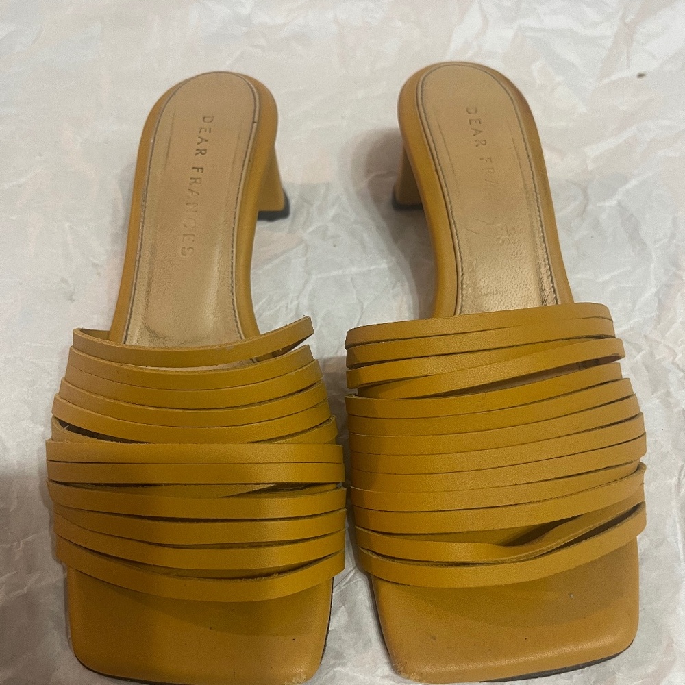 Dear Frances Leather slides mustard yellow